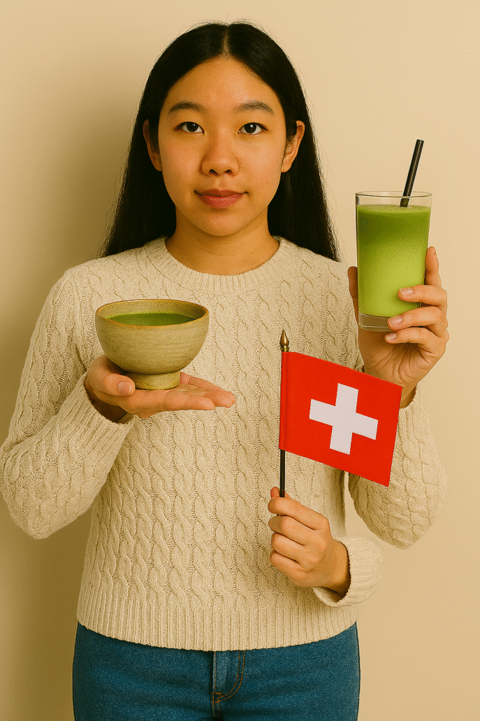 Matcha vs Latte with Swiss flag